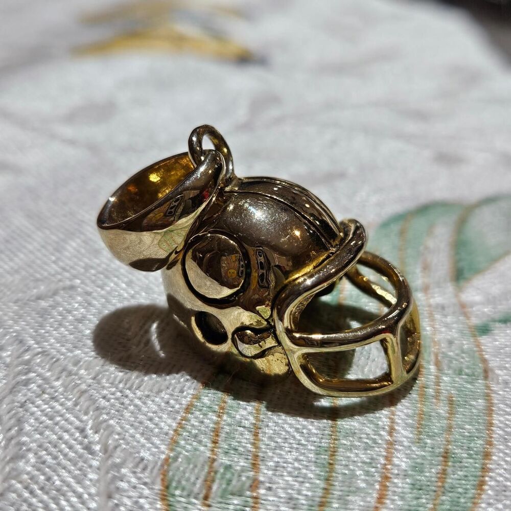 vintage football helmet gold tone charm